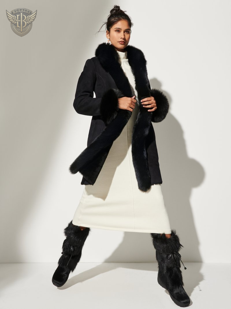 Black Short Trim Penny Lane Coat
