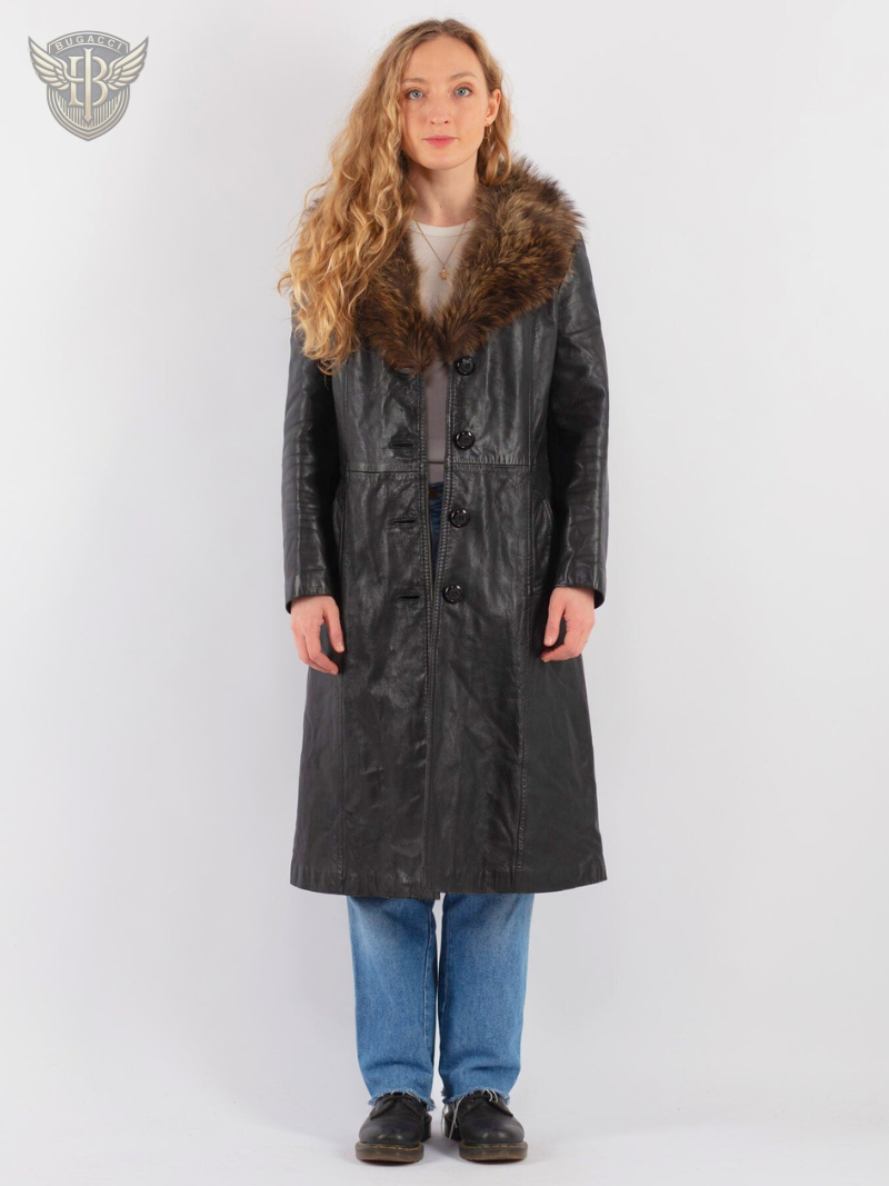 Women Vintage Leather Penny Lane Coat