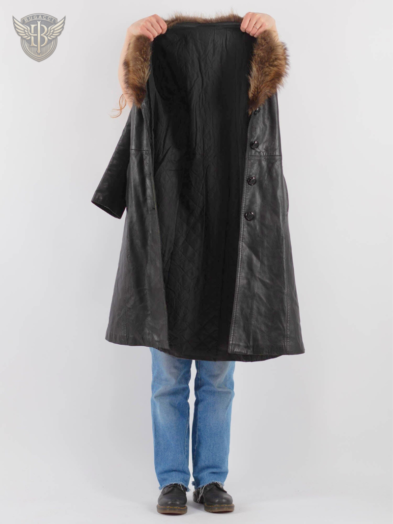 Women Vintage Leather Penny Lane Coat