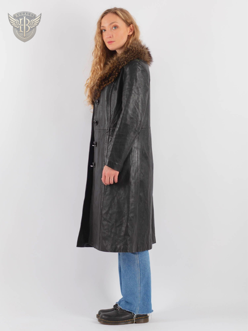 Women Vintage Leather Penny Lane Coat