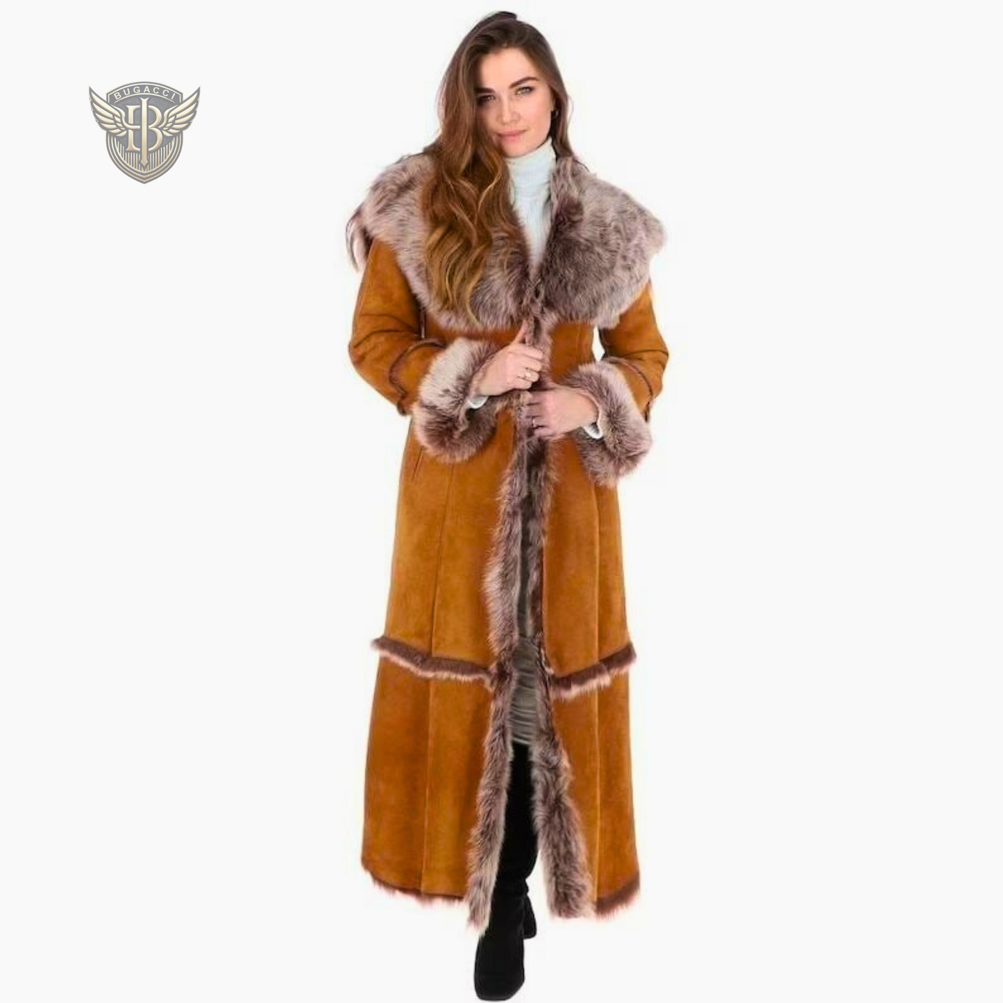 Women Brown Suede Penny Lane Coat