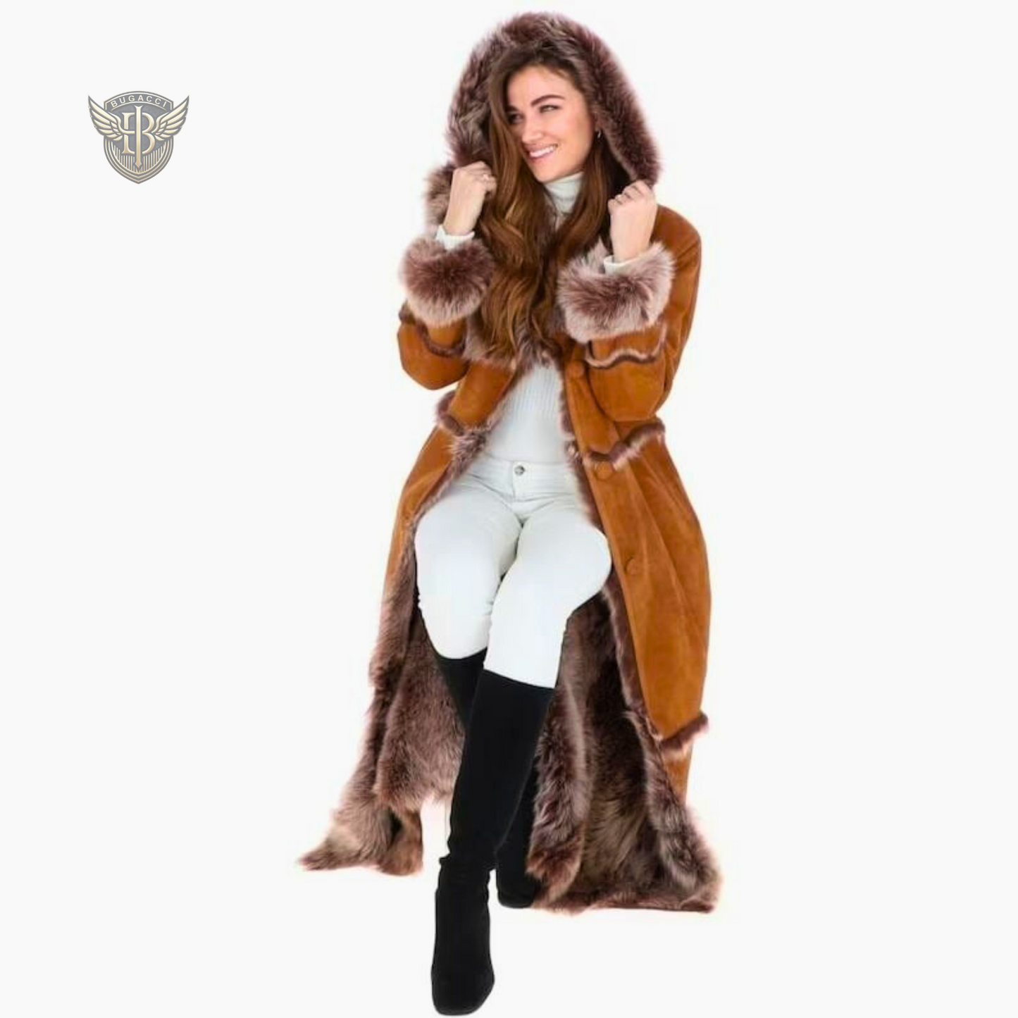 Women Brown Suede Penny Lane Coat