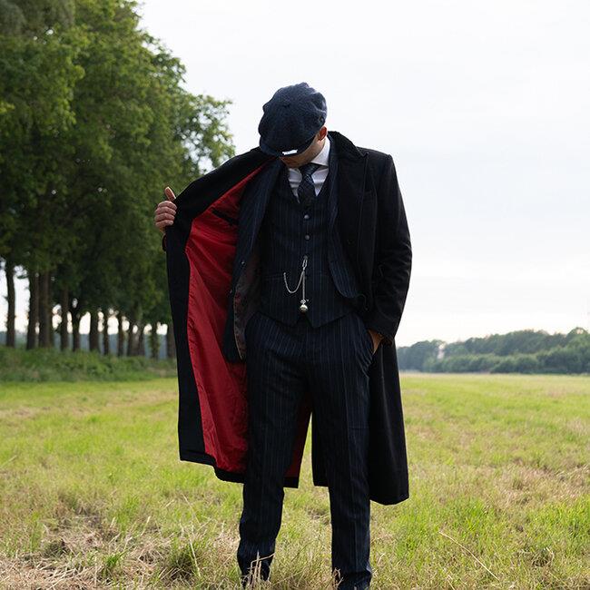 Men's Long Wool Overcoat – Black or Blue – Classic Tailored Fit