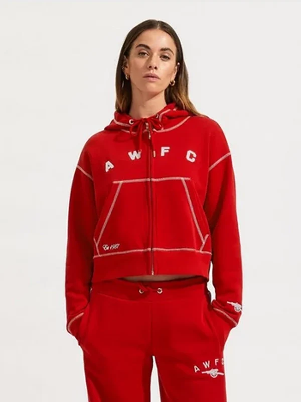 Black & Red Zip Hoodie for Women – Fleece Streetwear Jacket