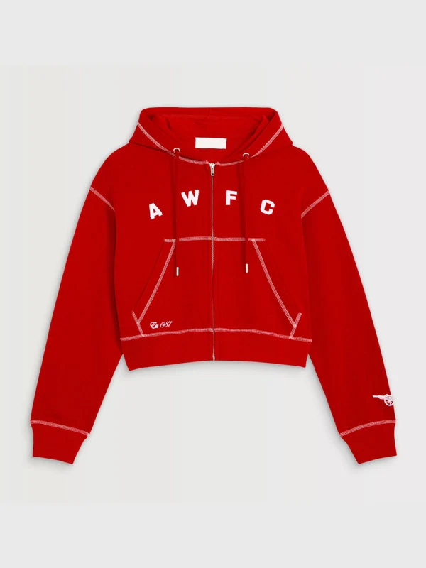 Black & Red Zip Hoodie for Women – Fleece Streetwear Jacket
