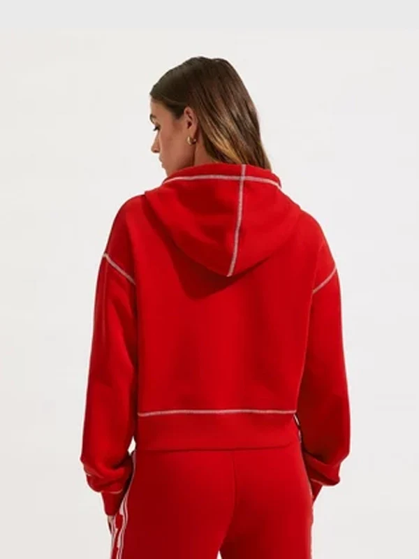 Black & Red Zip Hoodie for Women – Fleece Streetwear Jacket
