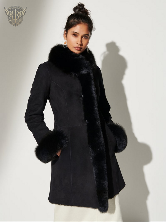 Black Short Trim Penny Lane Coat