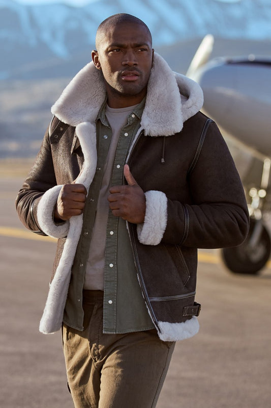 Men Shearling B-3 Bomber Jacket
