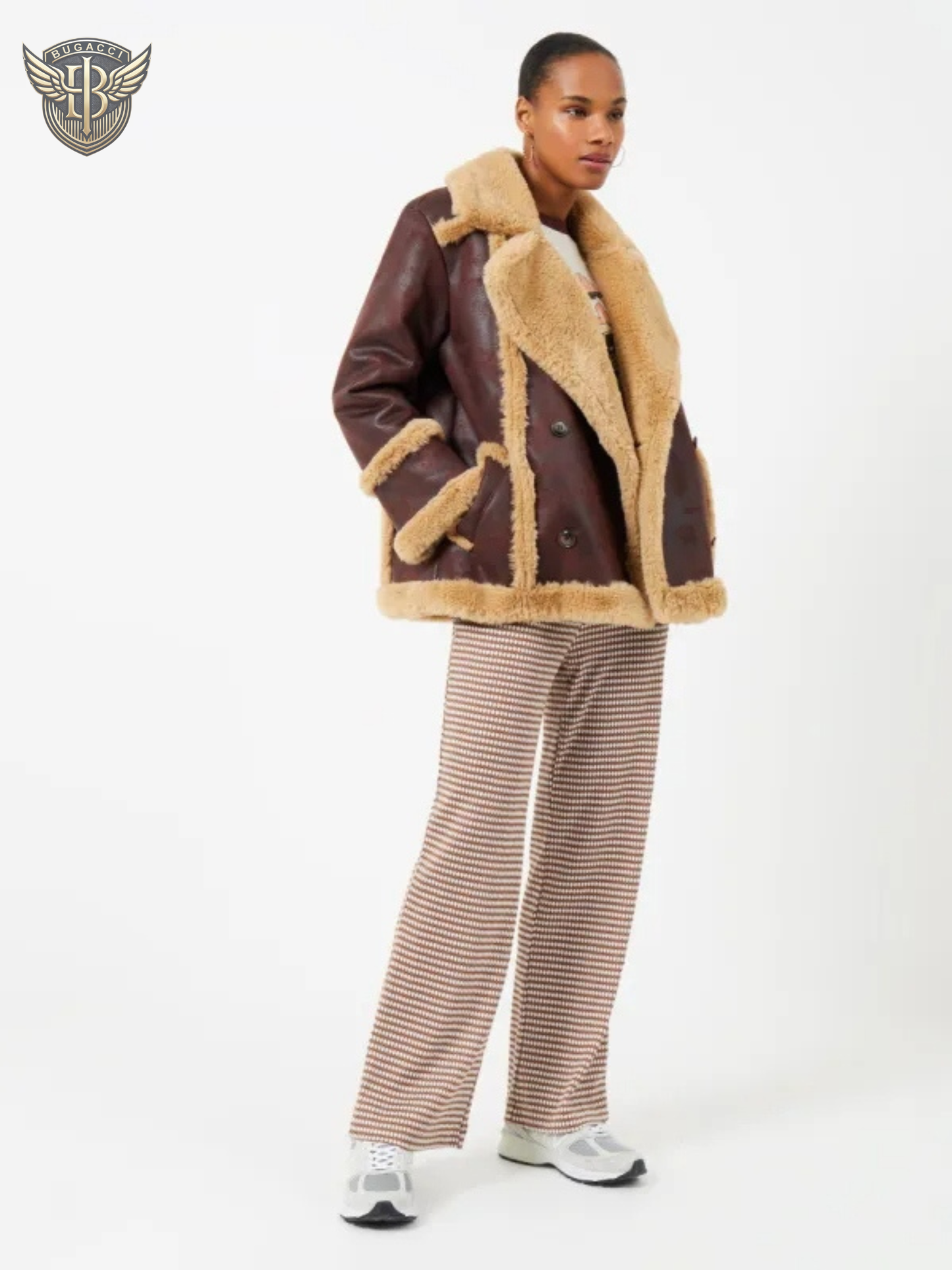 Women’s Brown Shearling Leather Jacket