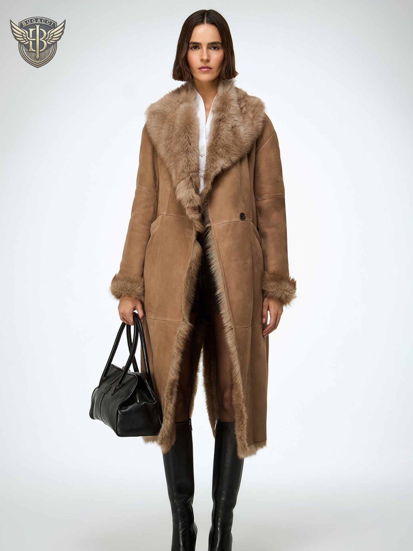 Women’s Beige Shearling Leather Coat
