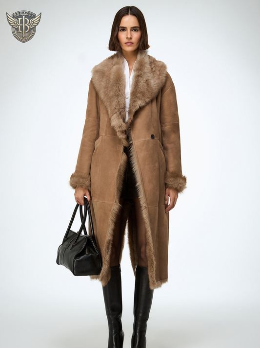 Women’s Beige Shearling Leather Coat