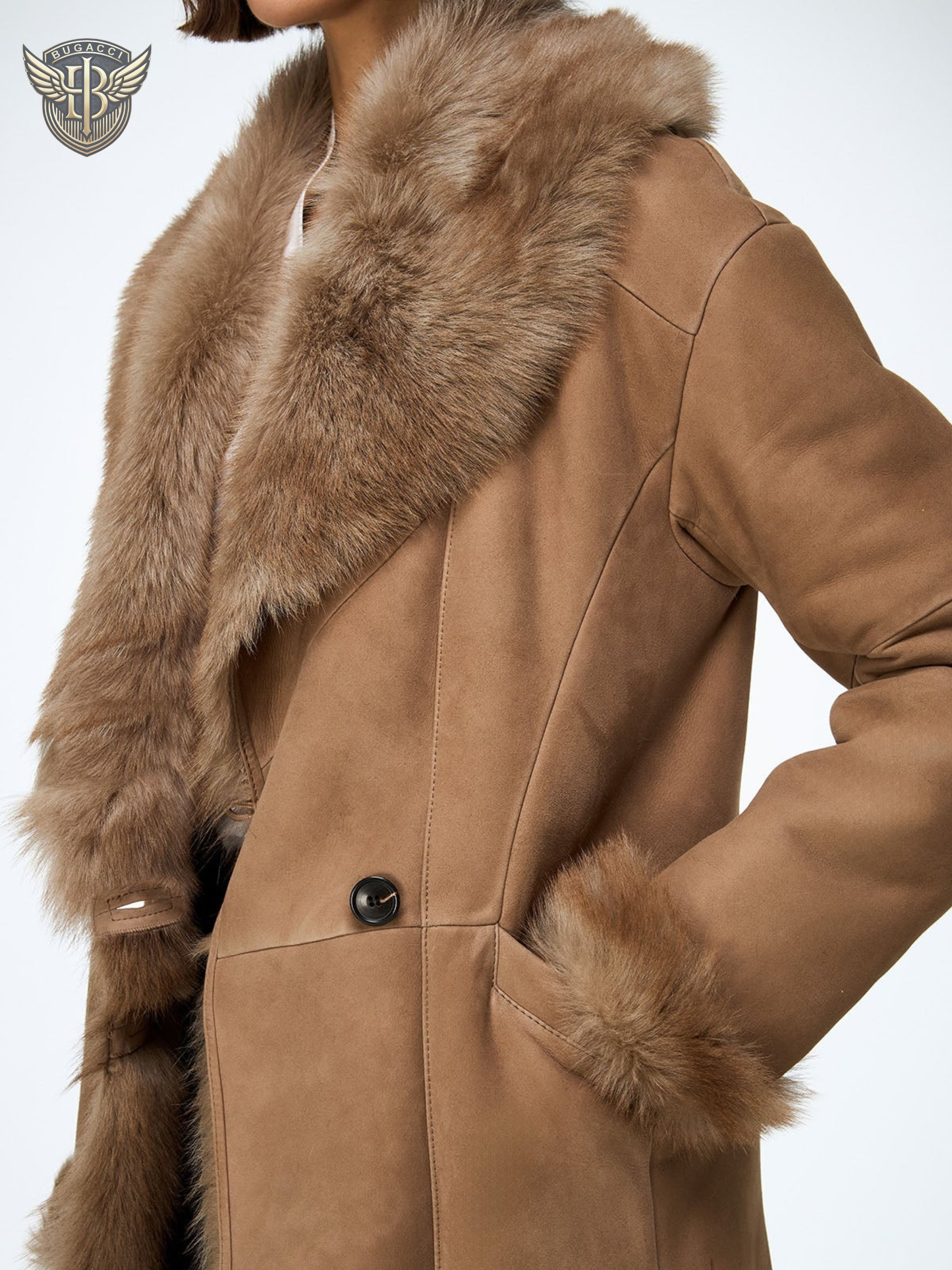 Women’s Beige Shearling Leather Coat