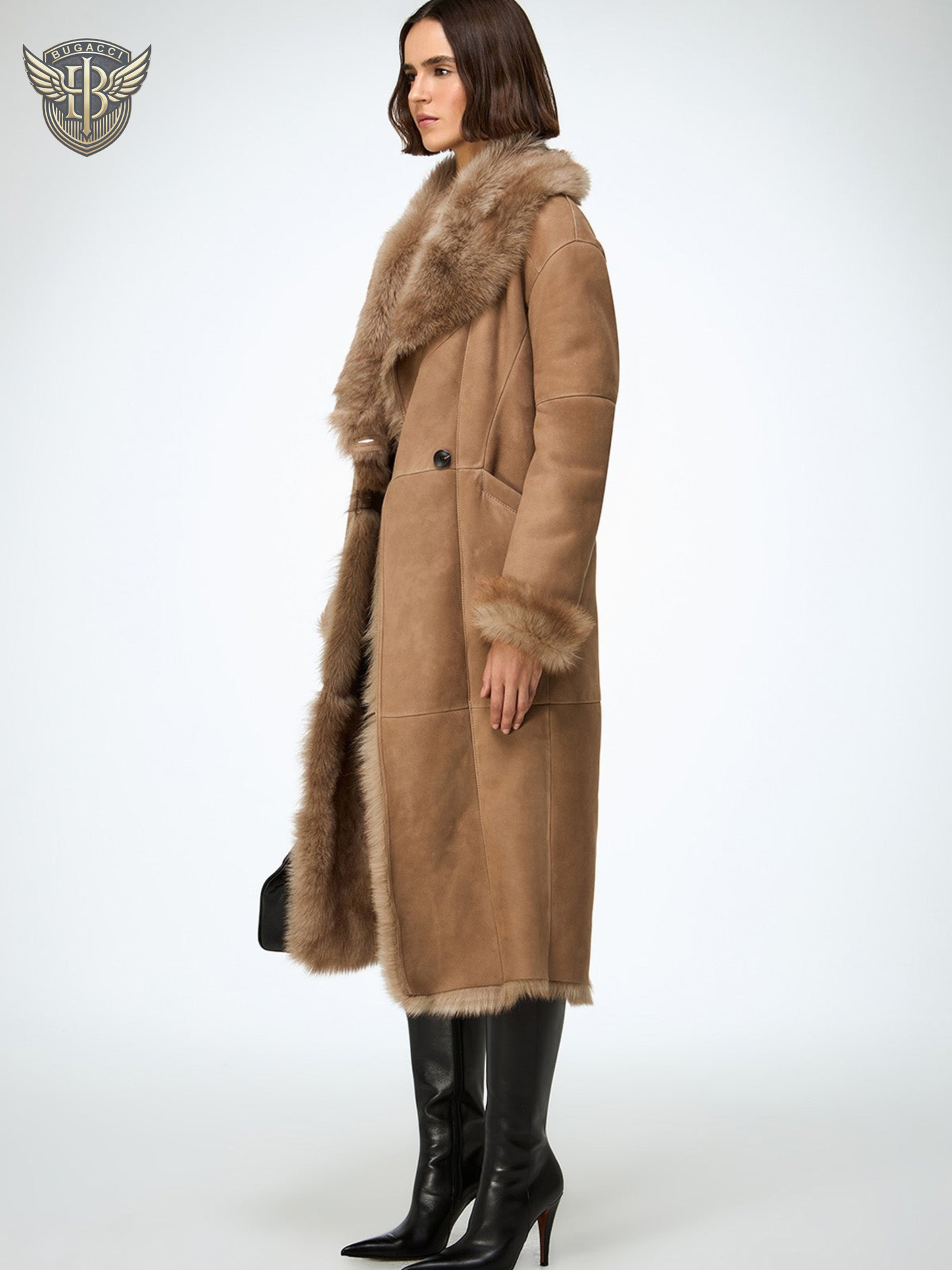 Women’s Beige Shearling Leather Coat