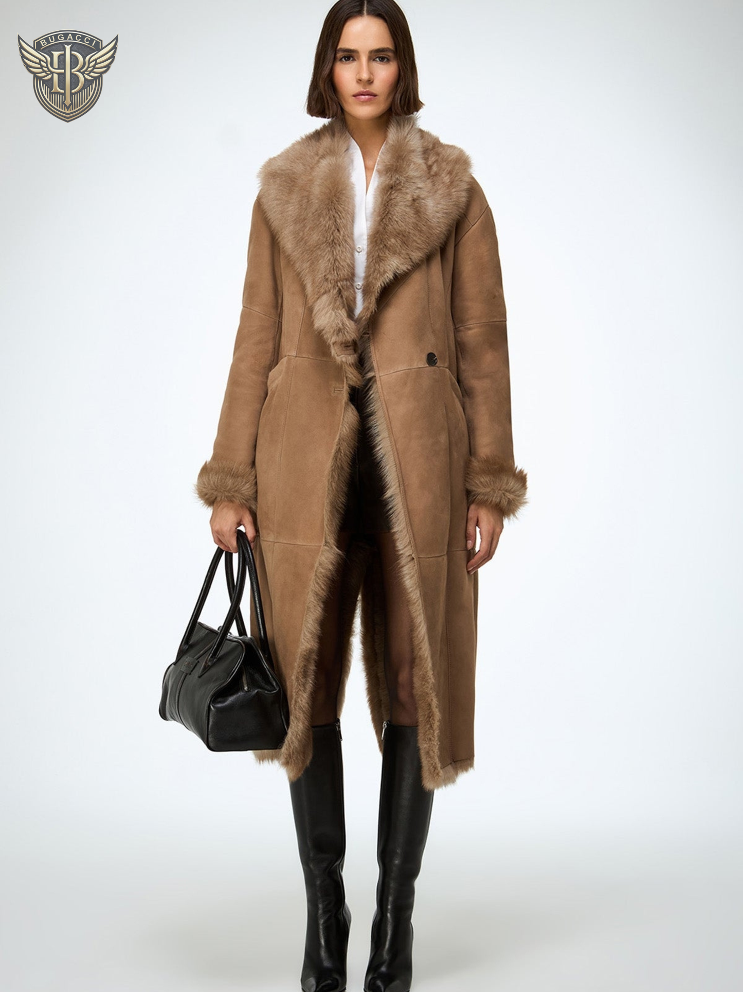 Women’s Beige Shearling Leather Coat