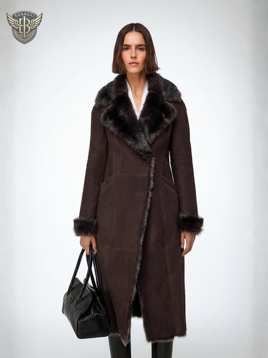 Women’s Brown Shearling Leather Coat