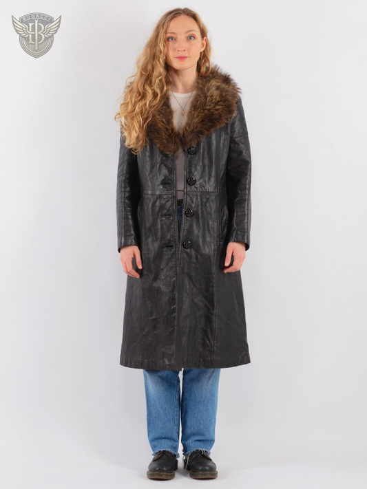 Women Vintage Leather Penny Lane Coat