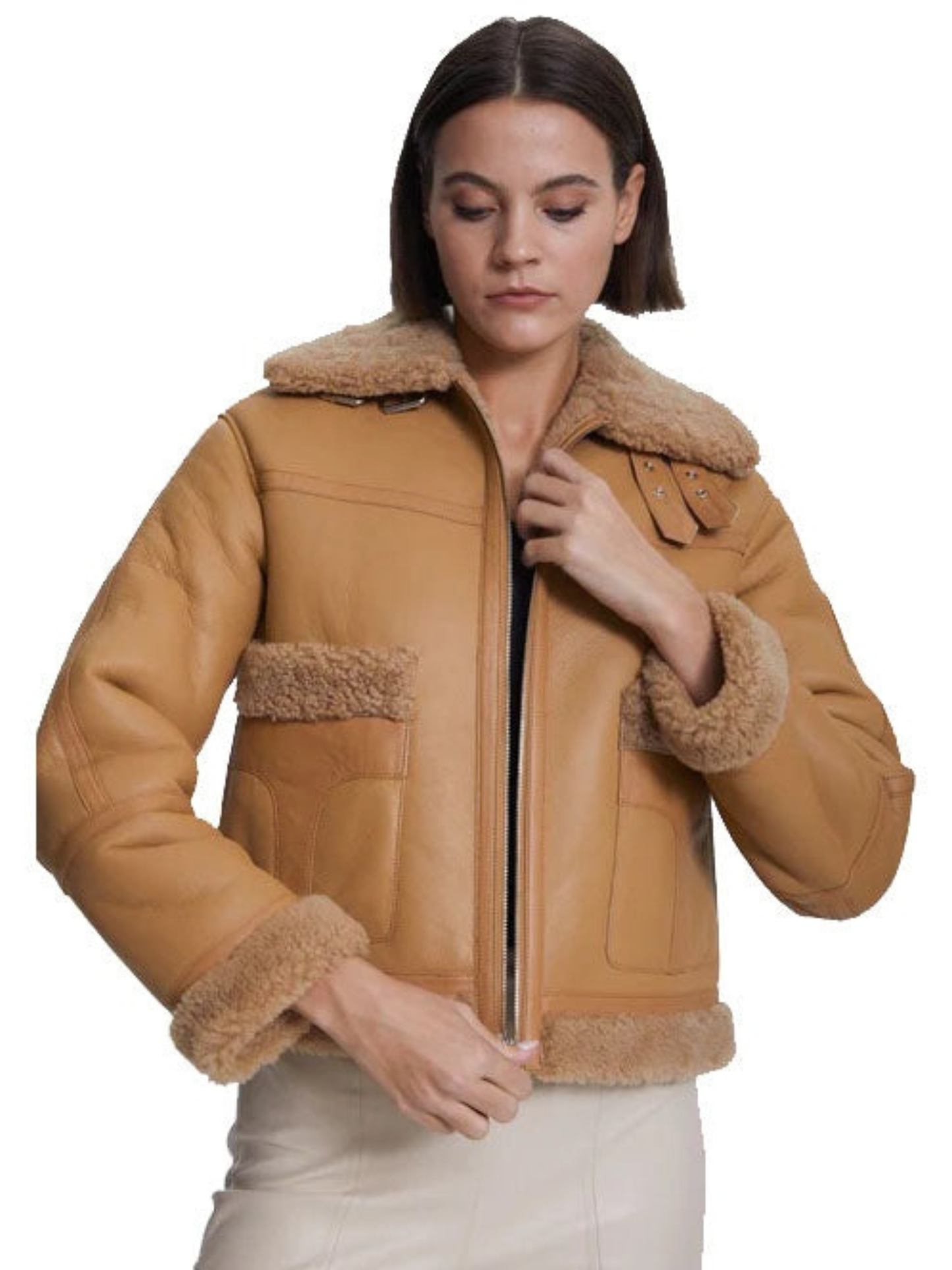 Women's Brown Shearling Curly Fur Jacket