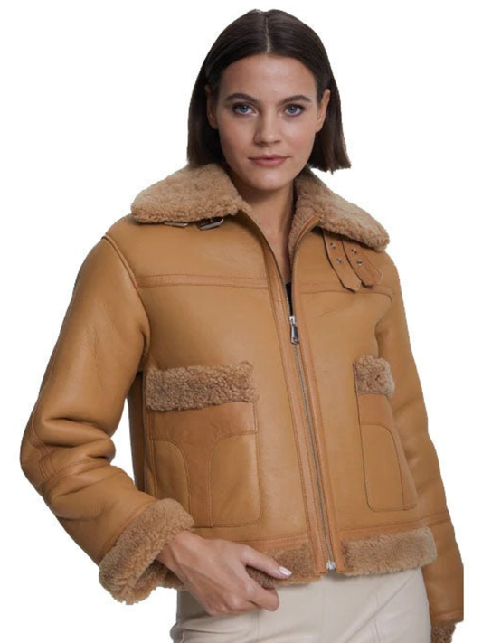 Women's Brown Shearling Curly Fur Jacket