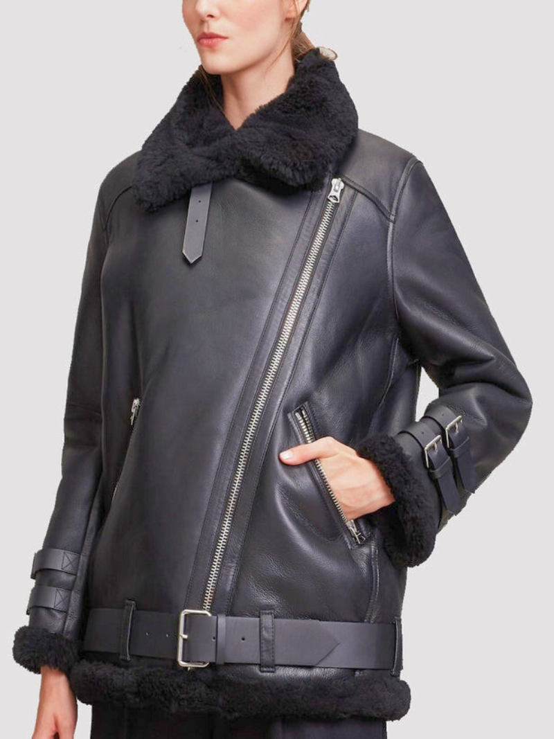 Women's Black B3 Bomber Leather Jacket