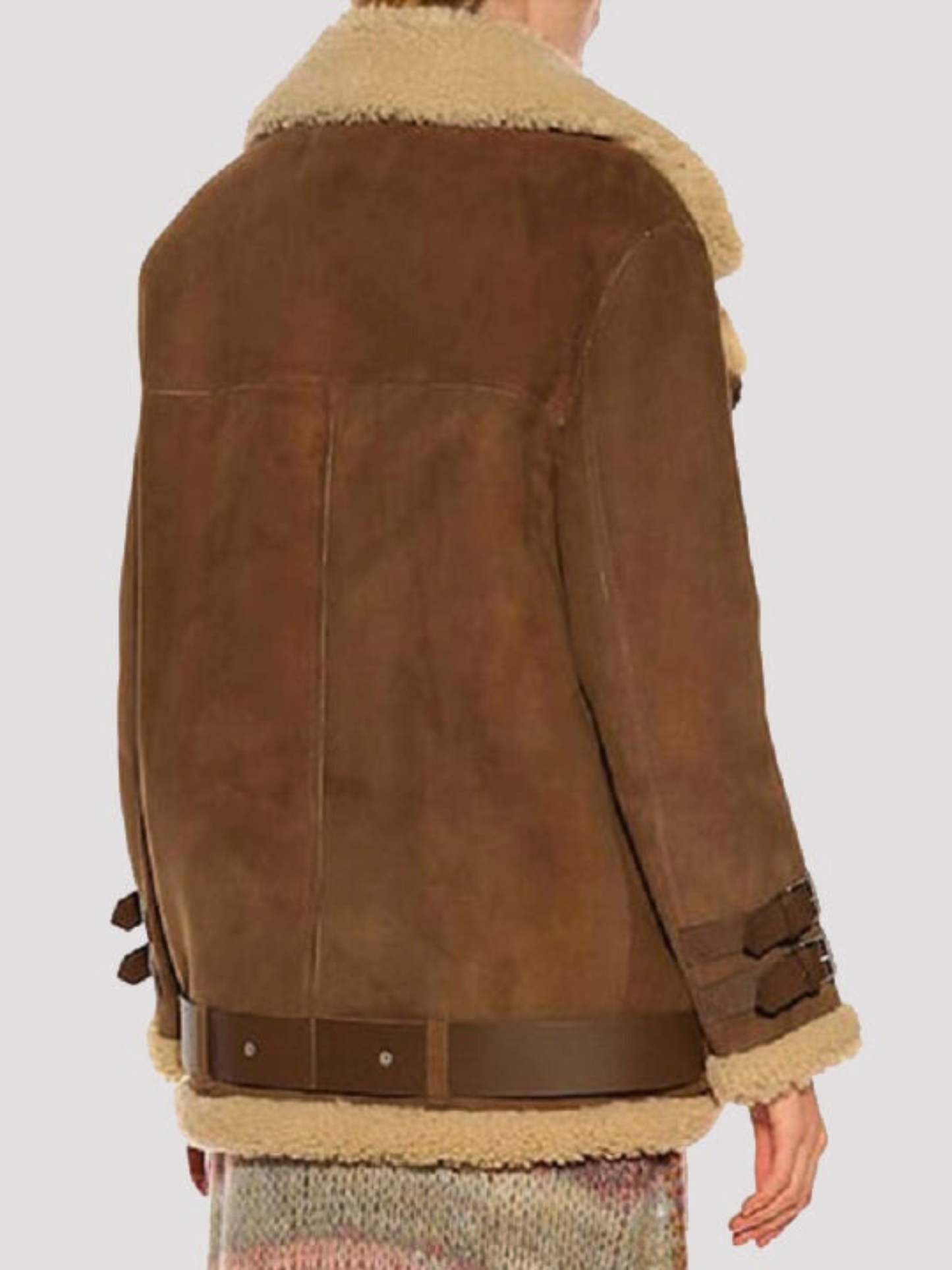Women’s Brown Suede Leather Shearling Jacket
