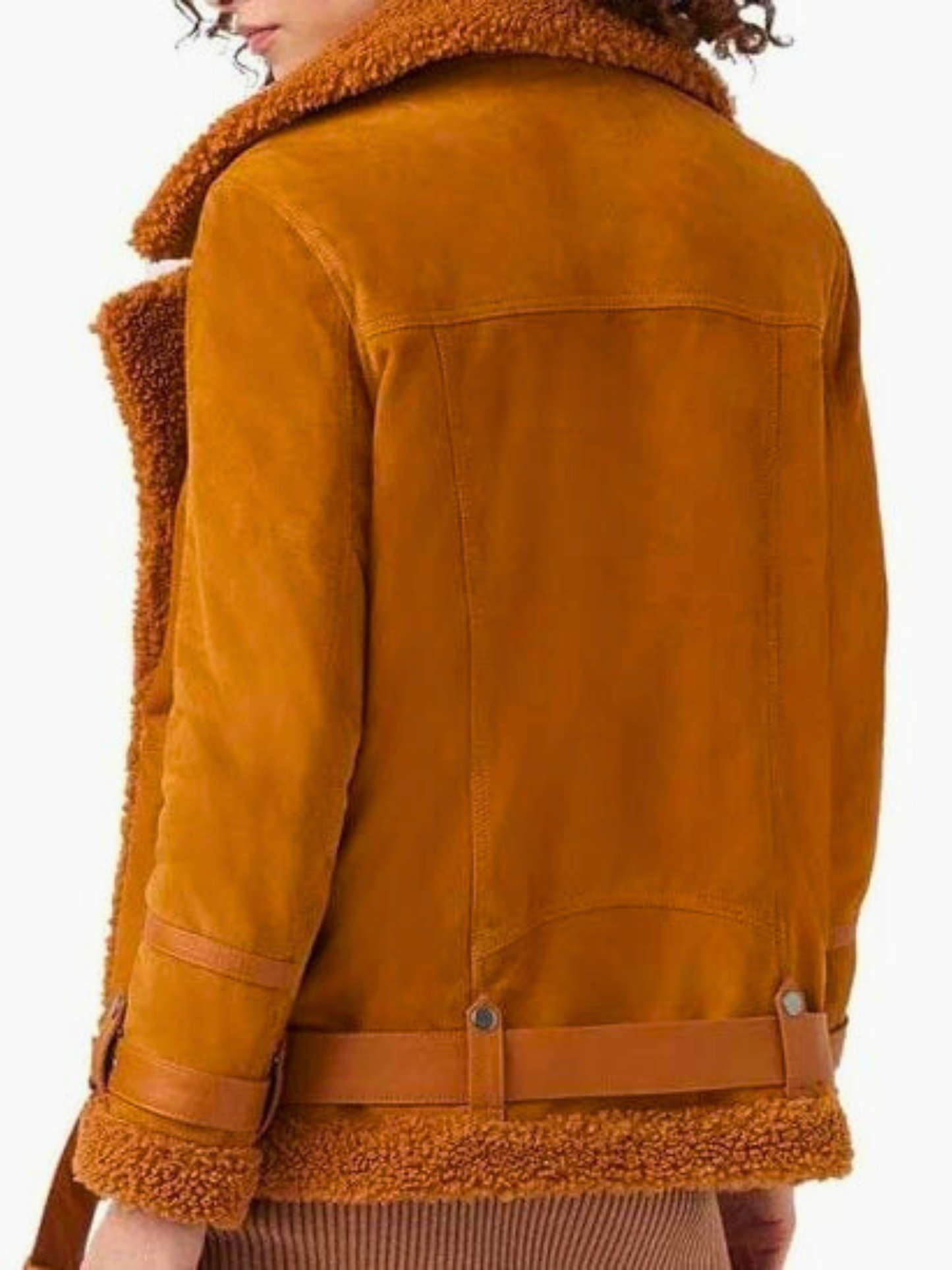 Women Aviator Shearling Suede Leather Jacket