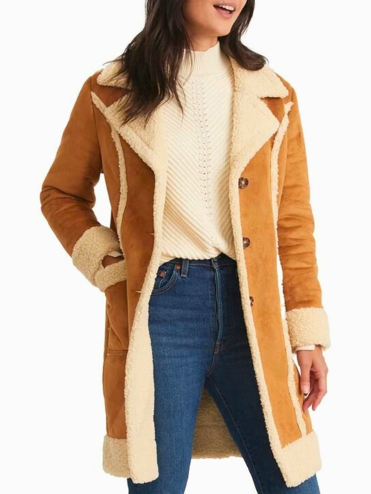 Women Brown Shearling Fur Coat