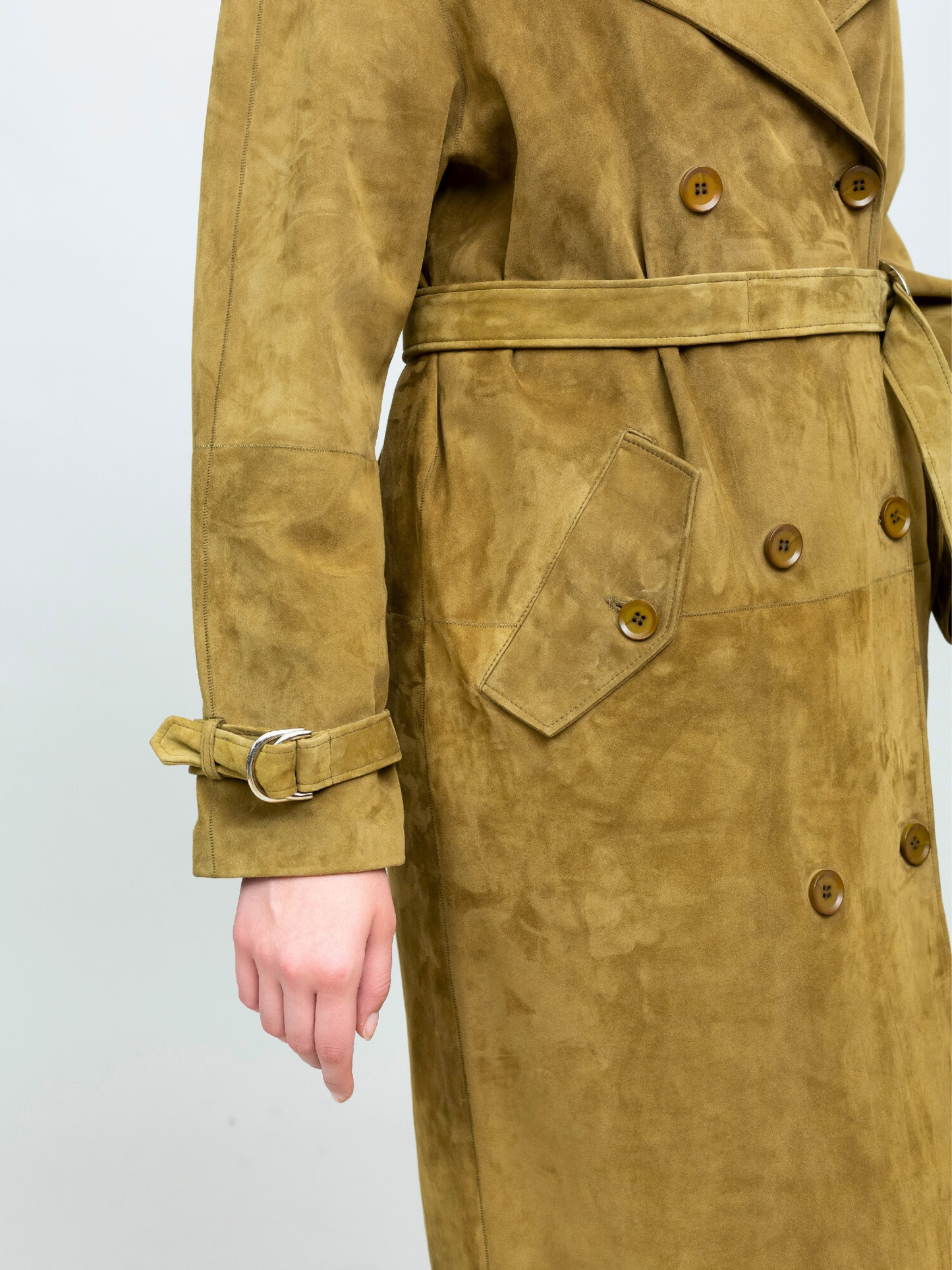 Women Brown Suede Trench Coat