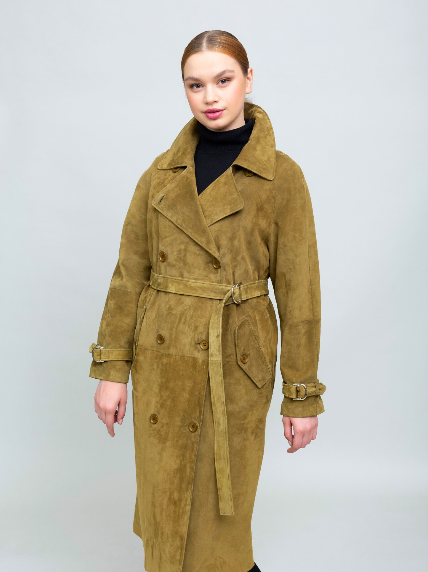 Women Brown Suede Trench Coat