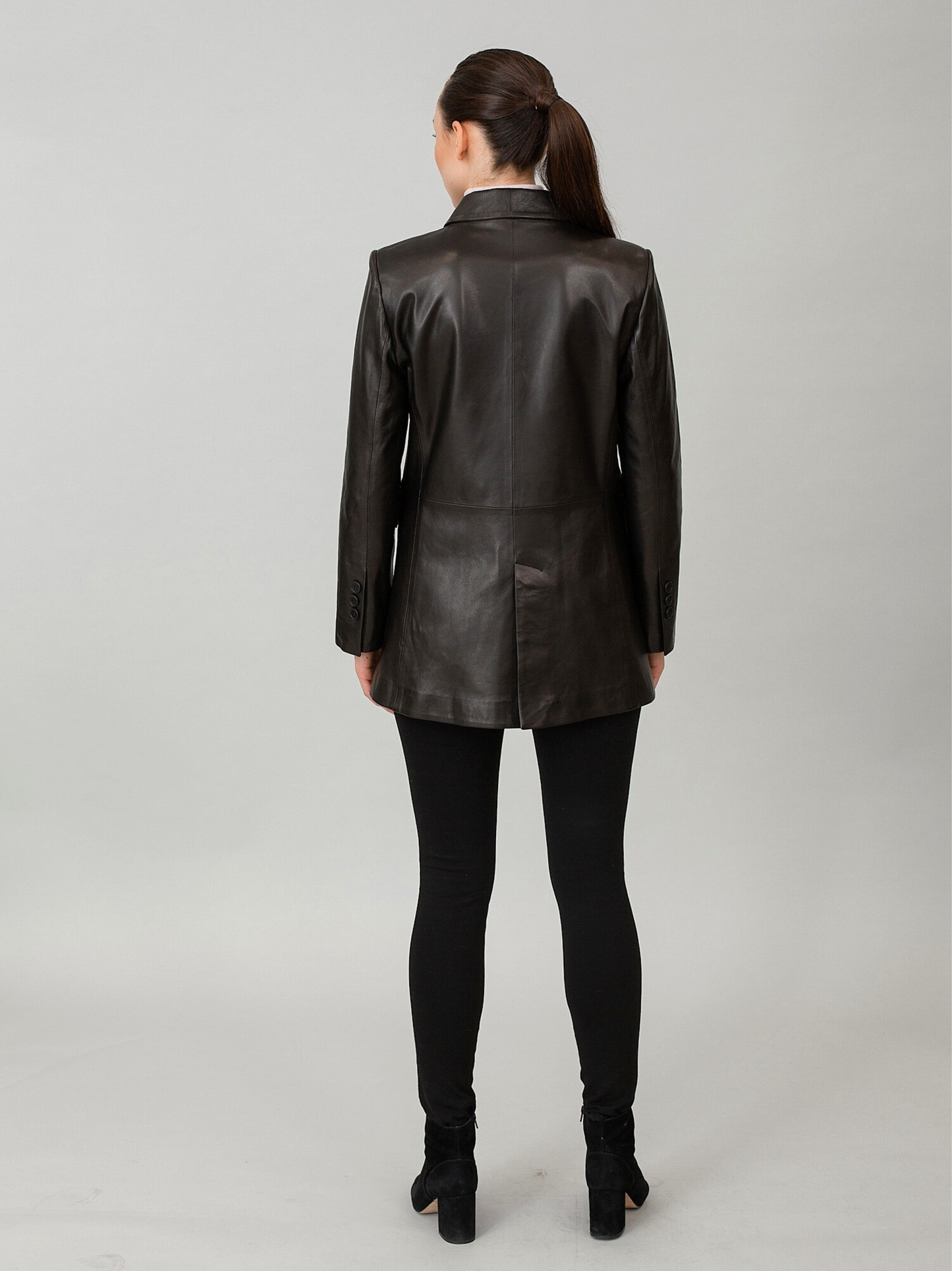 Black Leather Coat for Women