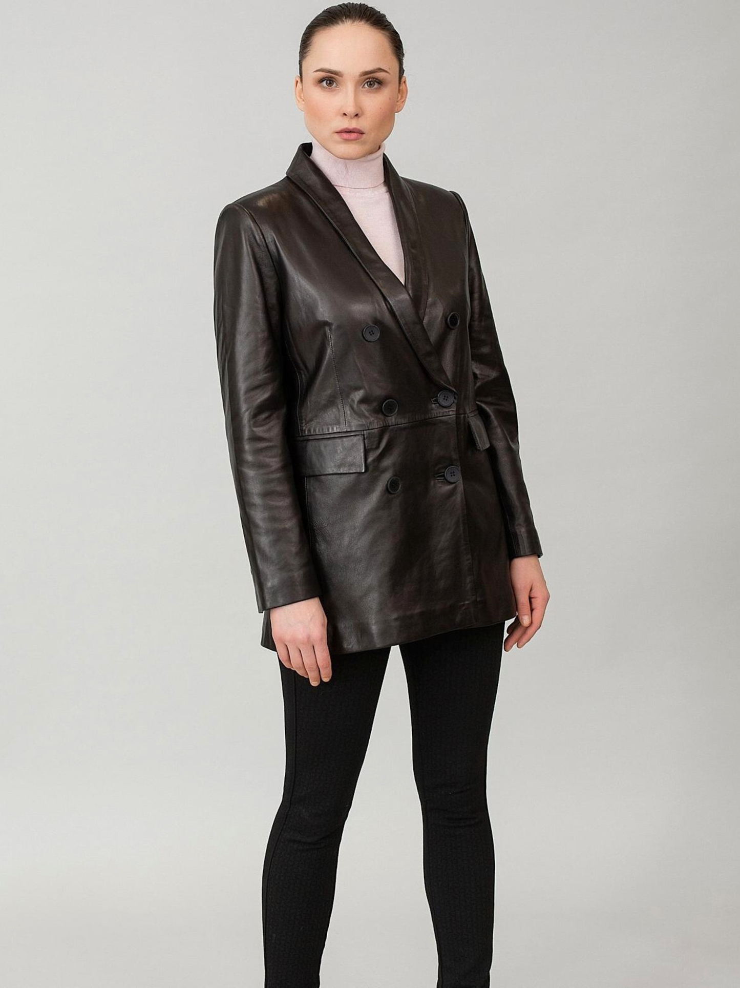Black Leather Coat for Women