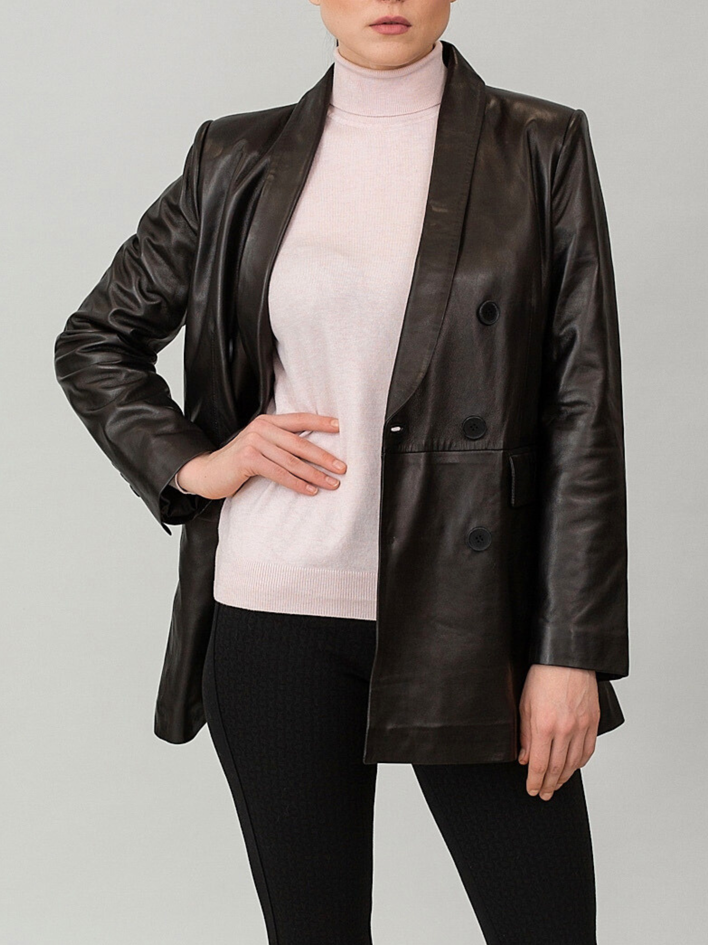Black Leather Coat for Women