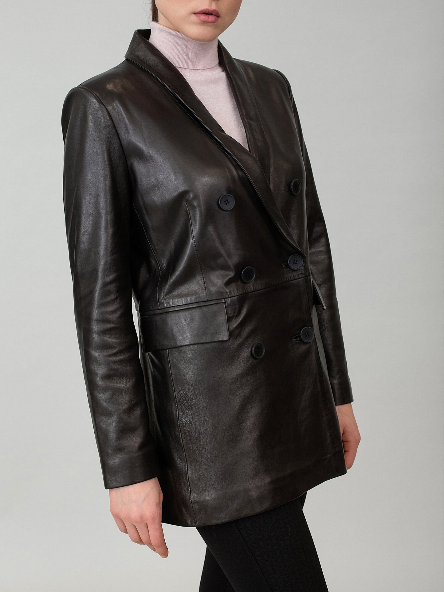 Black Leather Coat for Women