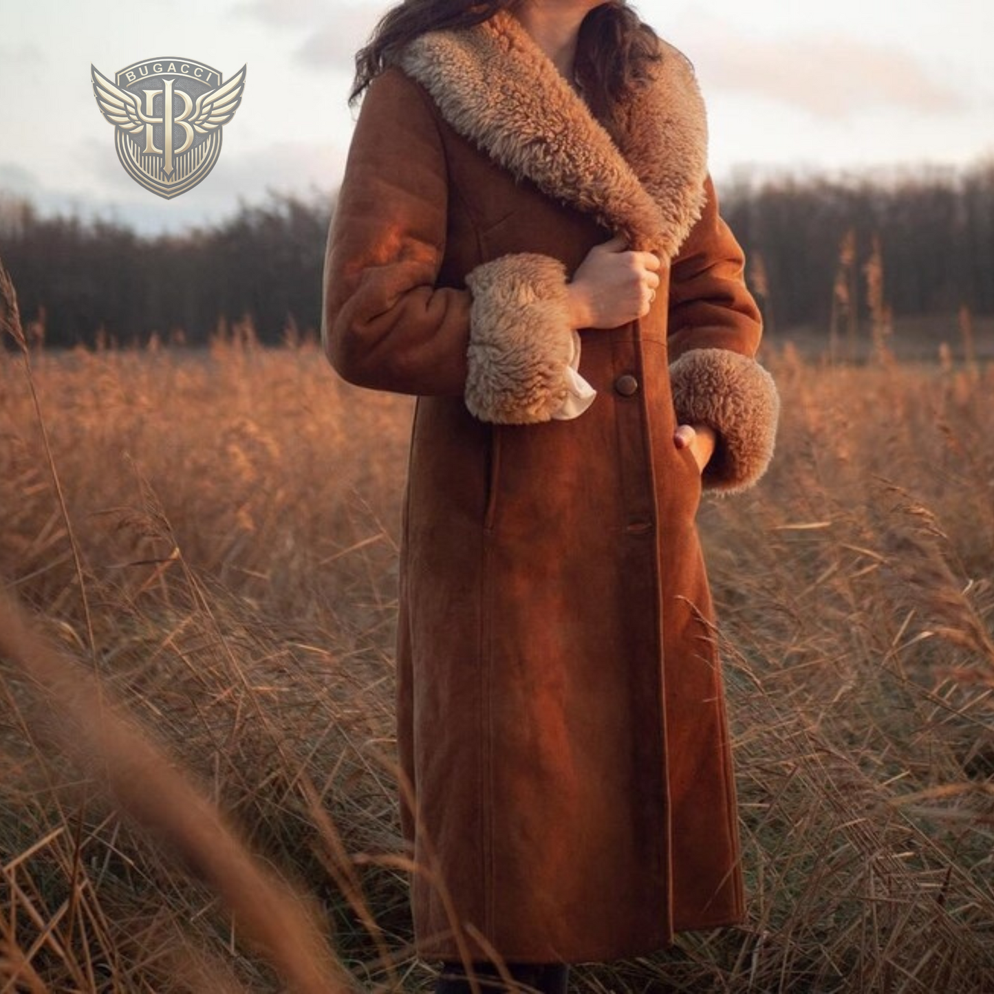 Women Brown Suede Leather Penny Lane Coat
