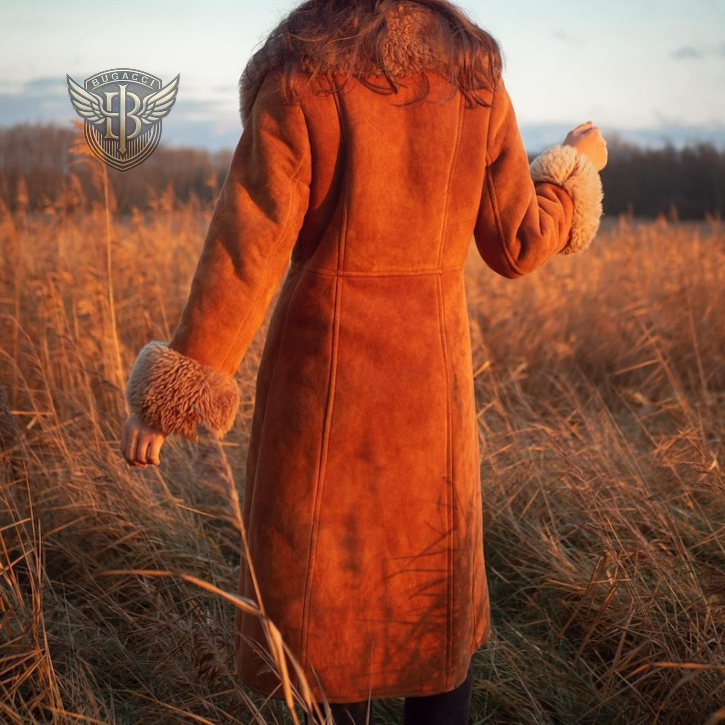 Women Brown Suede Leather Penny Lane Coat