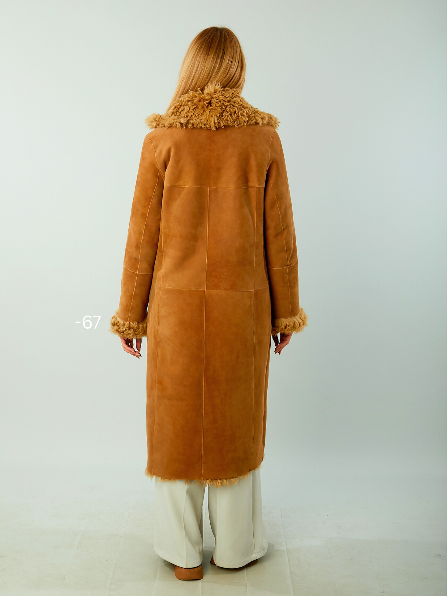 Brown Suede Leather Shearling Coat
