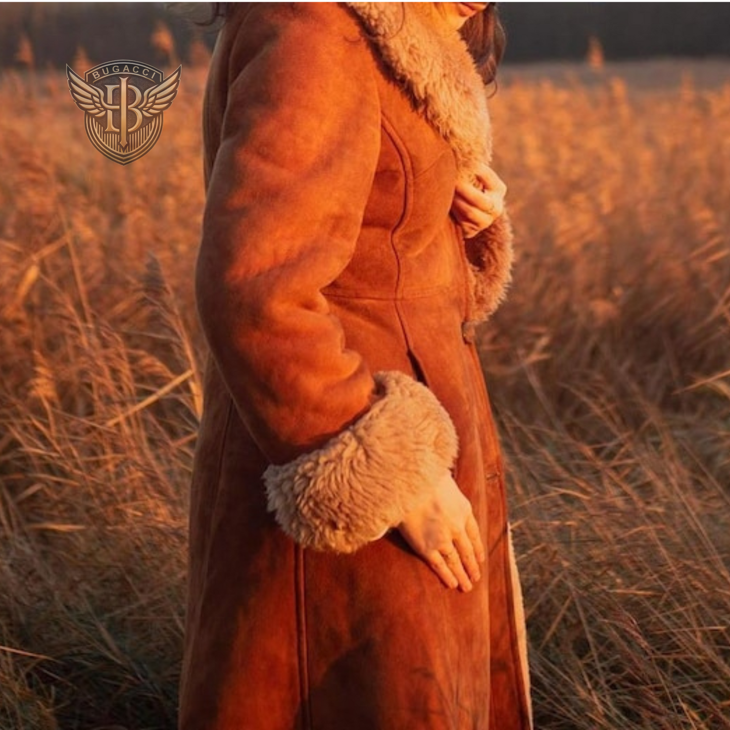 Women Brown Suede Leather Penny Lane Coat