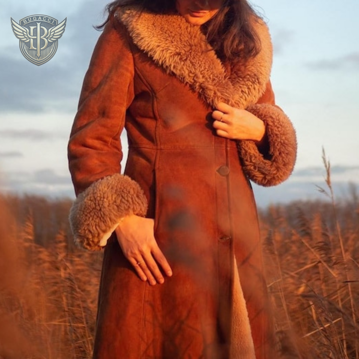 Women Brown Suede Leather Penny Lane Coat