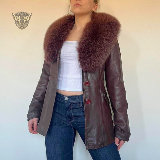 Brown Leather Women Penny Lane Coat