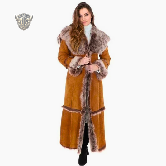 Women Brown Suede Penny Lane Coat