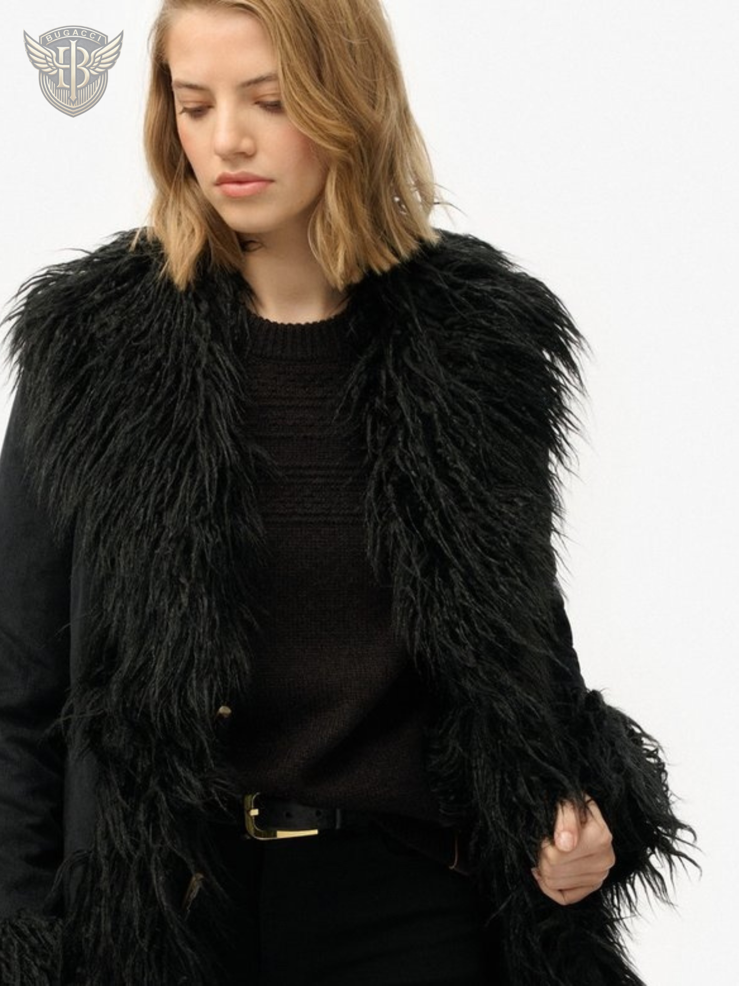 Women Black Leather Penny Lane Coat