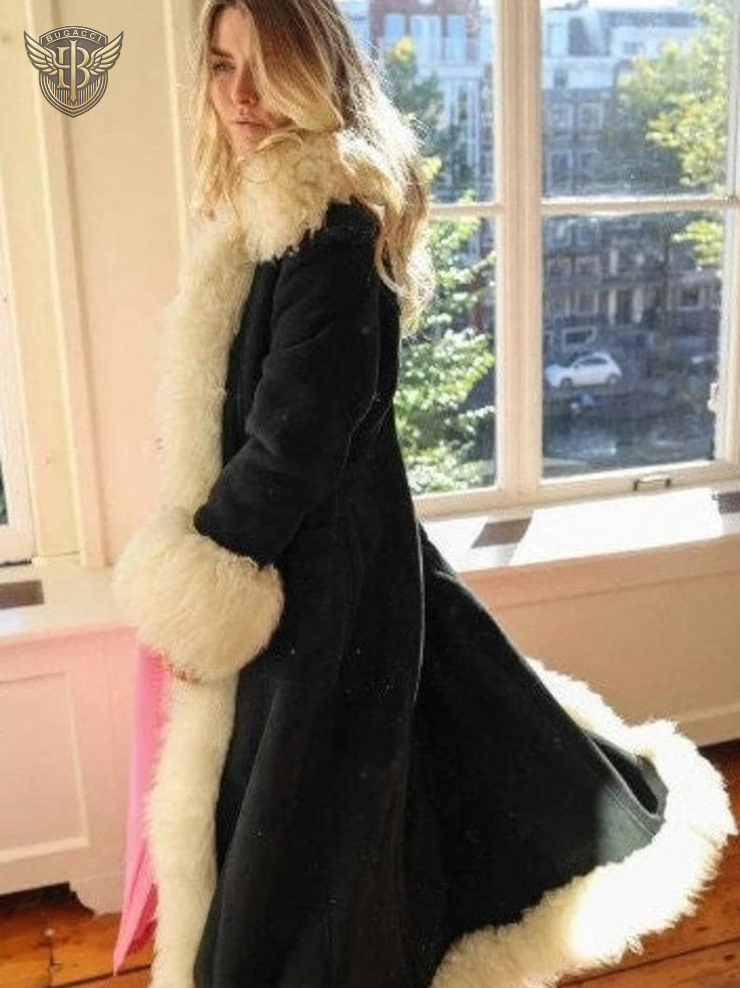 Black Shearling Afghan Coat