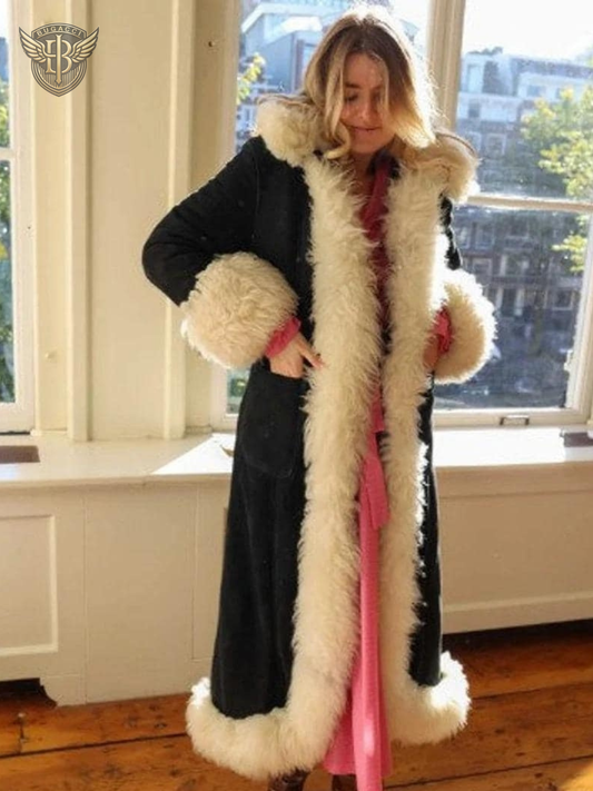 Black Shearling Afghan Coat