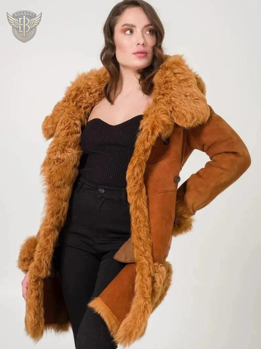 Women Brown Afghan Penny Lane Coat