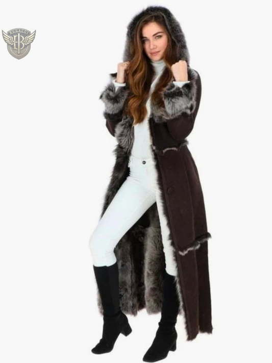 Women Black Hooded Vintage Penny Lane Coat