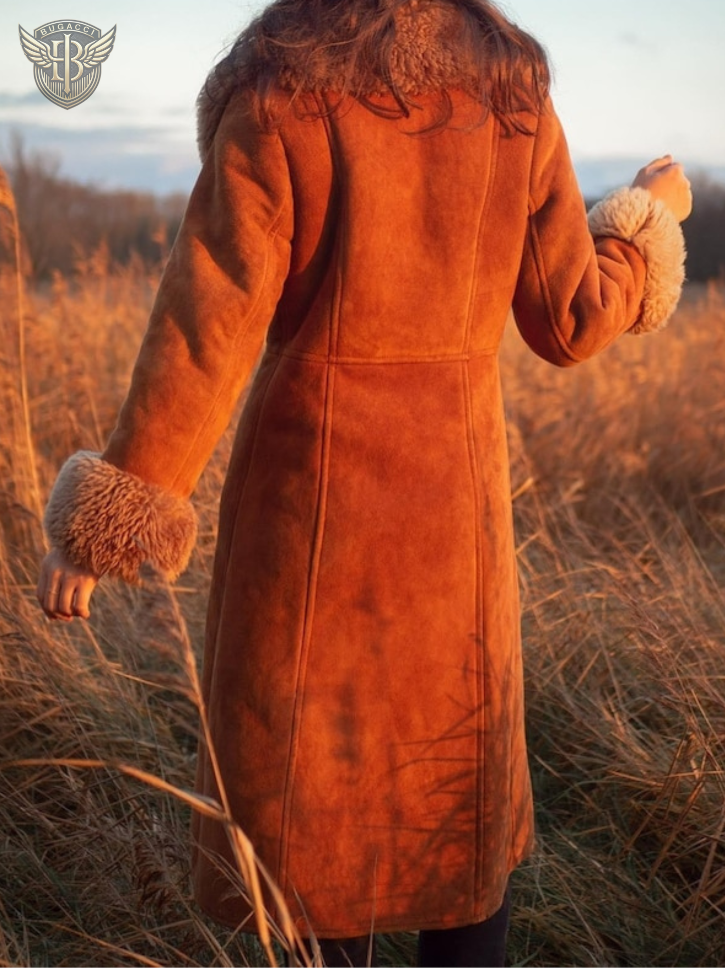 Women Brown Suede Leather Penny Lane Coat
