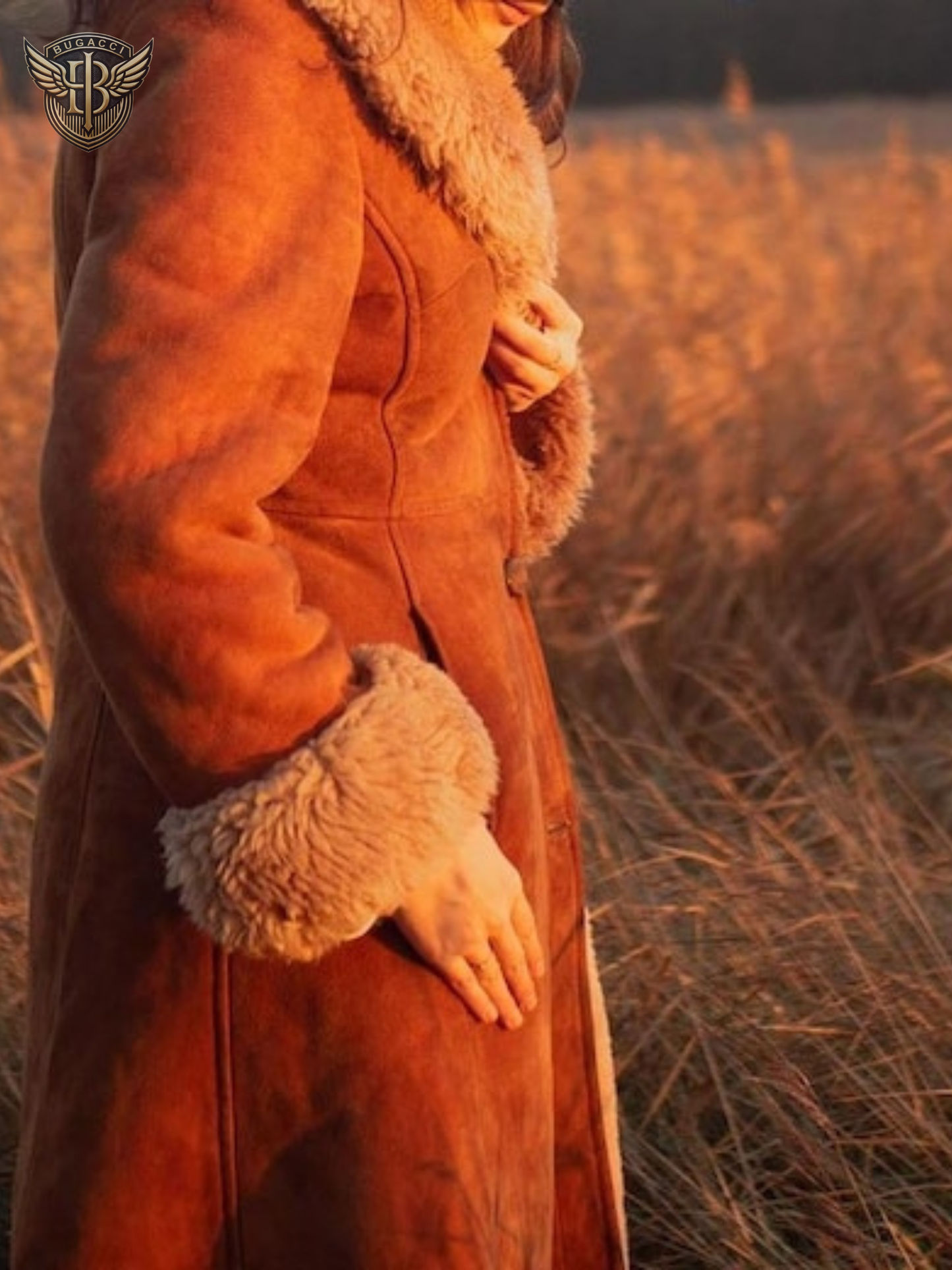 Women Brown Suede Leather Penny Lane Coat