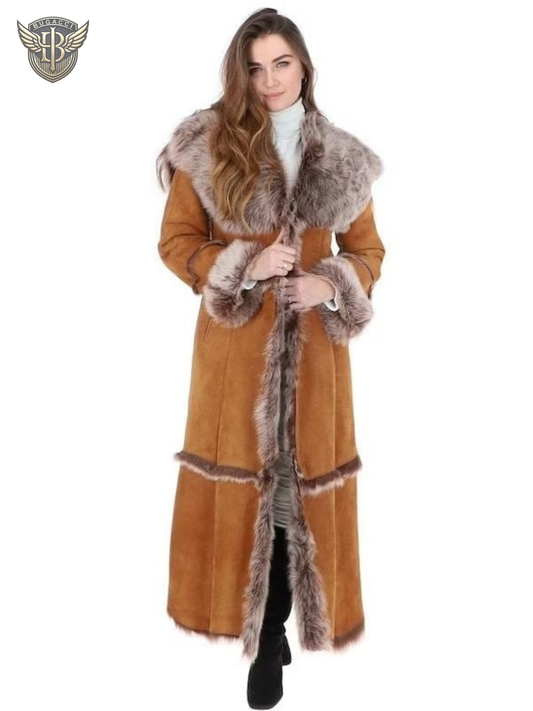 Women Brown Suede Penny Lane Coat