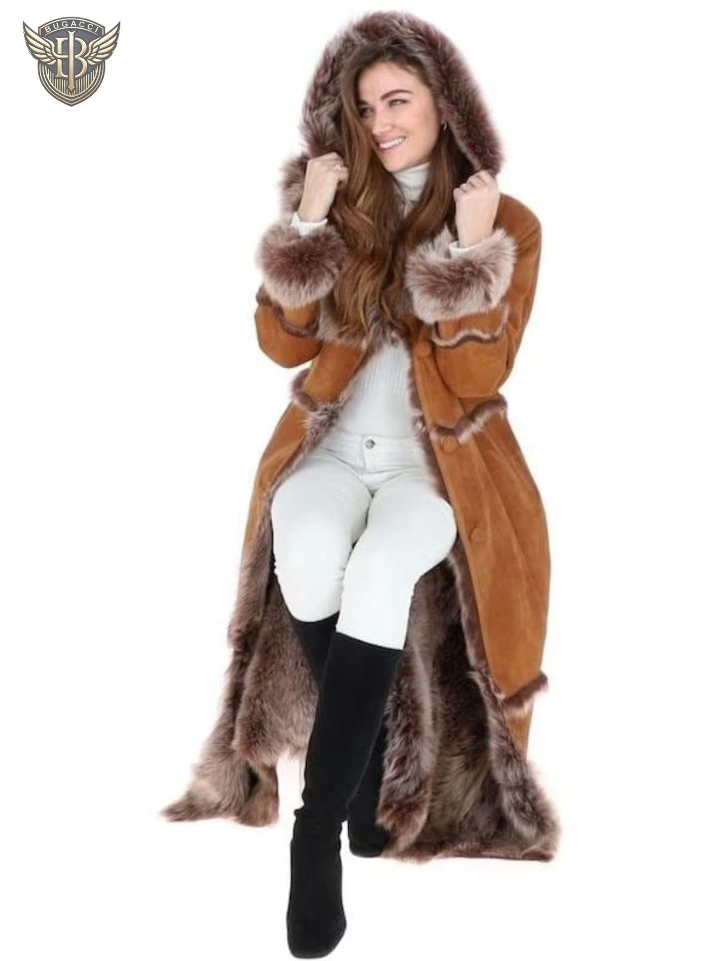Women Brown Suede Penny Lane Coat