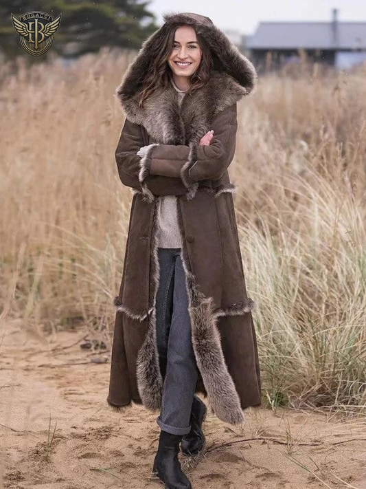 Women Dark Brown Suede Penny Lane Coat