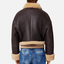Load image into Gallery viewer, Brown aviator jacket womens